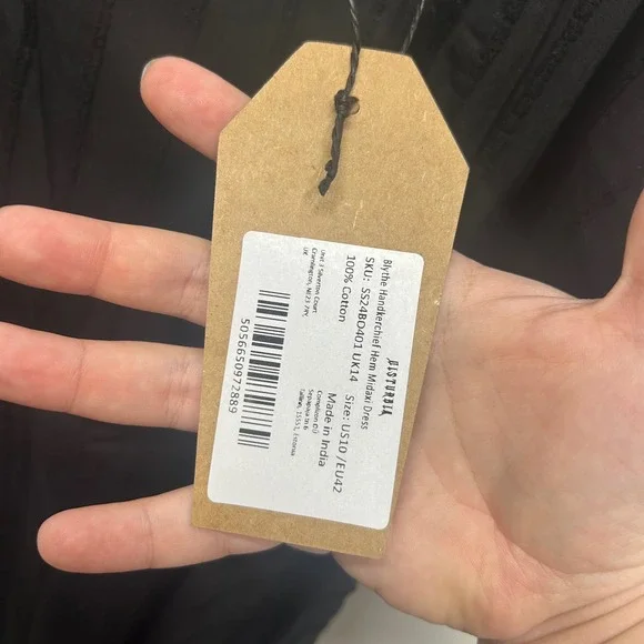 NWT Disturbia Blythe Handkerchief Hem Midaxi Dress Black Cotton whimsigoth 10 - Picture 5 of 10